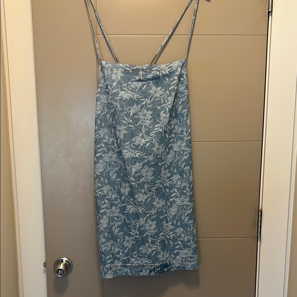 Rag & Bone Floral Denim Tie-Back Mini Dress